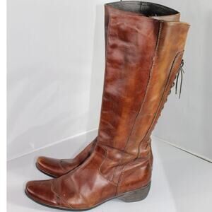 Boemos Handmade Italian Leather riding boots equestrian lace up back 40 US 9